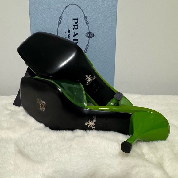 Prada Vibrant Green Heeled Mules - Picture 7 of 9